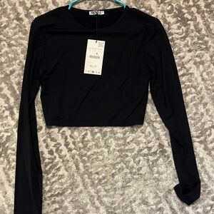 Zara Black Long Sleeve Bodysuit